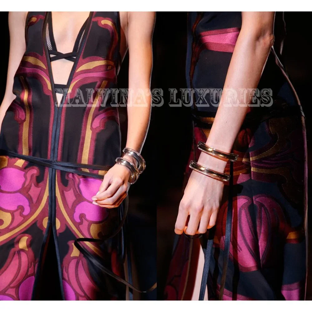 GUCCI BRACELET ORANGE RESIN & METAL CUFF SIGNATURE LOGO sz 17 - Picture 2 of 8